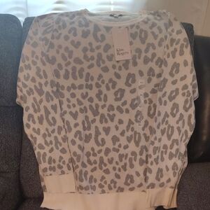 Kim Rogers Cream and Gray Animal Print Sweater